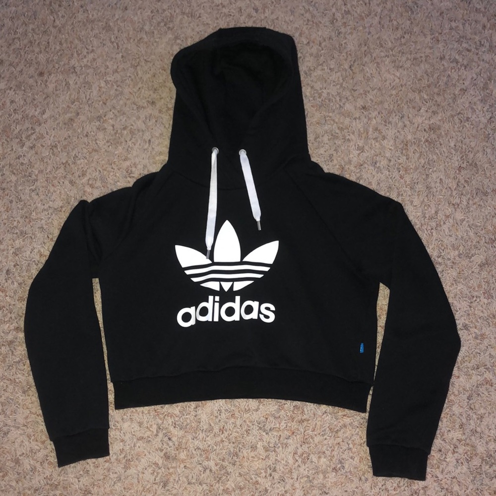 Black Adidas cropped hoodie